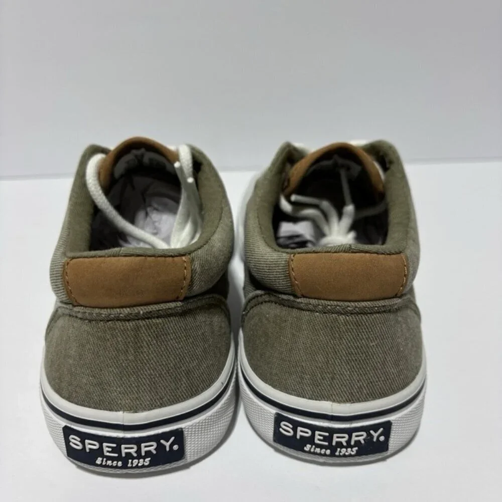 Sperry Men’s Sc Striper SW Twill Olive Sneakers, Size 4.5 M
